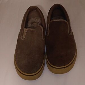 ROCKET DOG BROWN LEATHER SLIP-ON SNEAKERS